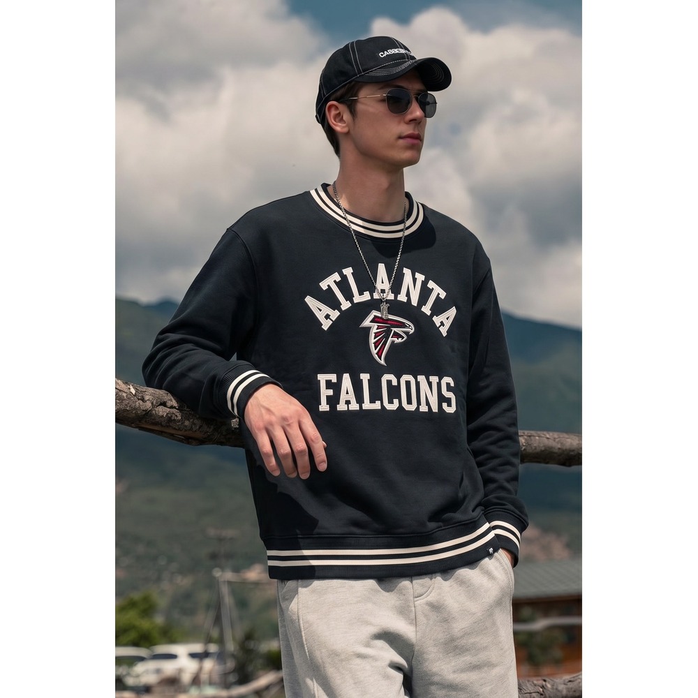 '47 Brand Atlanta Falcons‎ Sweatshirt Mens Medium Black NFL Varsity Crewneck